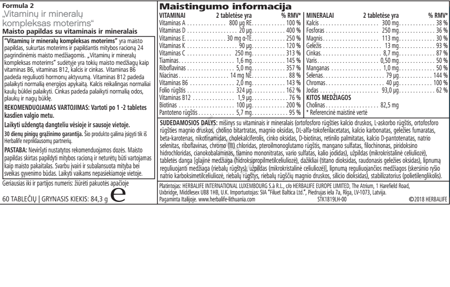 Herbalife Formula 2 – Vitaminų Ir Mineralų Kompleksas Moterims - Image 2