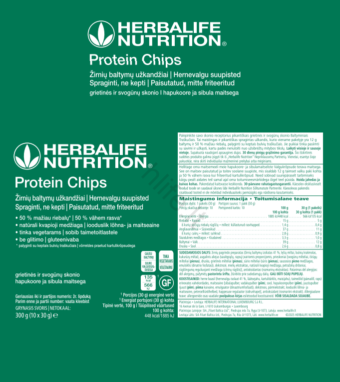 Herbalife Baltyminiai Traškučiai Grietinės Ir Svogūnų Skonio - Image 4