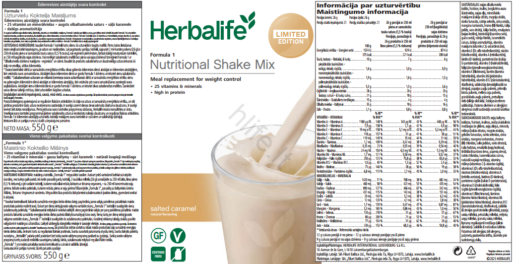 Herbalife Baltyminis Kokteilis Formula 1- Sūri Karamelė - Image 4